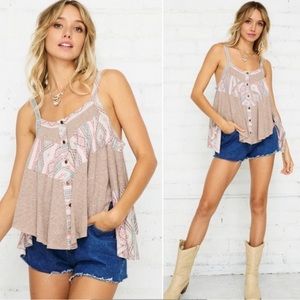 Ces Femme Women’s Patchwork Aztec Boho Tank Top L